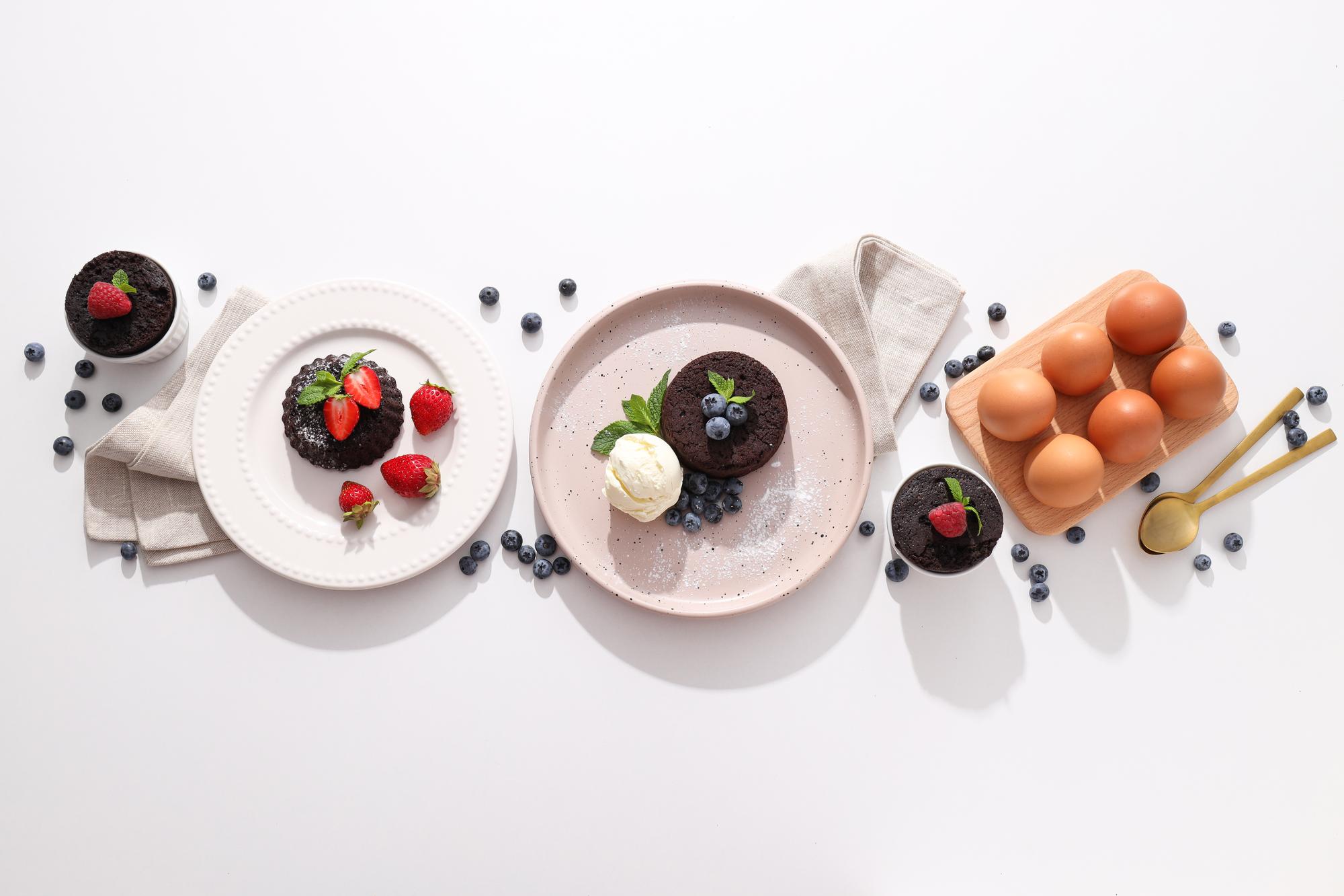 Assorted plated dishes on table